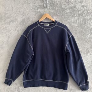 Vintage Russell Athletic Sweatshirt Mens Medium Navy USA Made Crewneck
